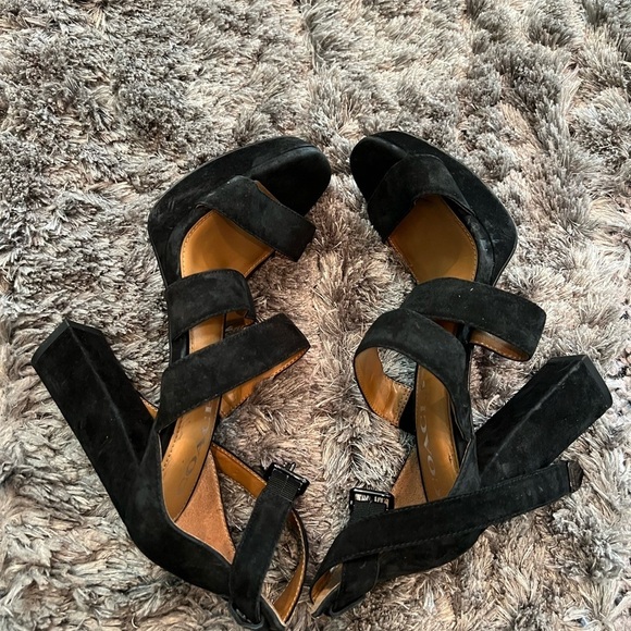 COACH MARINA SUEDE Black SANDALS HEELED - Picture 5 of 10